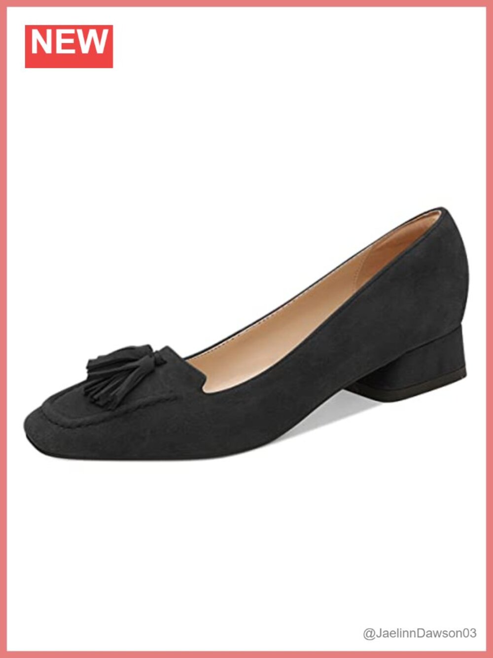 Women's Square Toe Tassel Fringe Loafer Pumps Low Heel Slip On Chunky Block